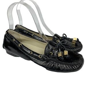 Michael Michael Kors Black Patent Leather Tassel Slip On Loafer Flats Size 5.5M
